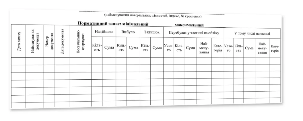 Книга обліку наявності та руху матеріальних цінностей, Наказ 448, додаток 22, прошнурована, пронумерована