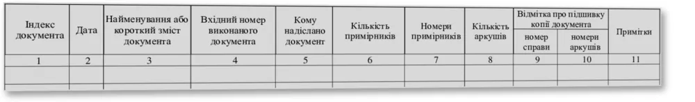Журнал реєстрації вихідних документів, Наказ 40, додаток 31, прошнурована, пронумерована
